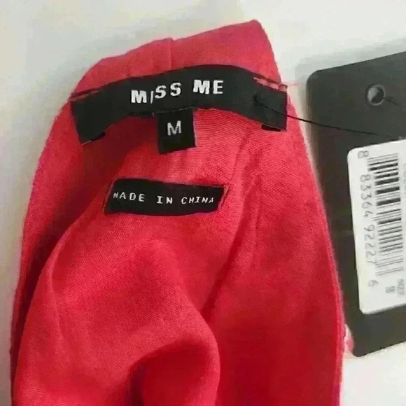 NWT Miss Me Red Sleeveless Razor Back Embroidered Top. Size M - Picture 9 of 11